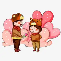 情人节情侣送花手绘插画图片素材其他格式下载动漫人物大全
