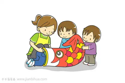 幼儿园情景简笔画大家一起玩游戏
