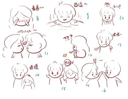 心血来潮也画了一套微信表情包作为100天纪念日更新reaction