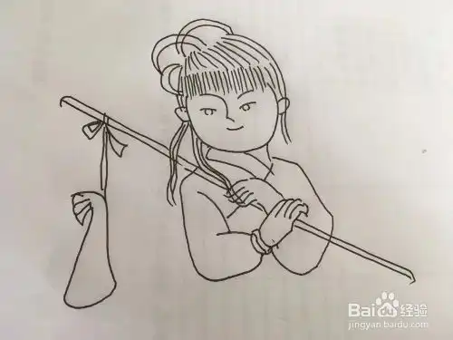 如何画出黛玉葬花的q版简笔画