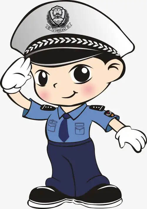手绘卡通q版警察