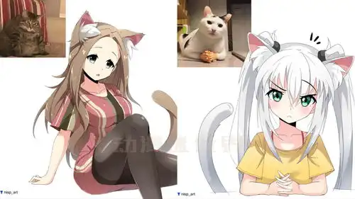 国外画师用一根圆珠笔,把猫咪变成猫娘,绅士表示很中意