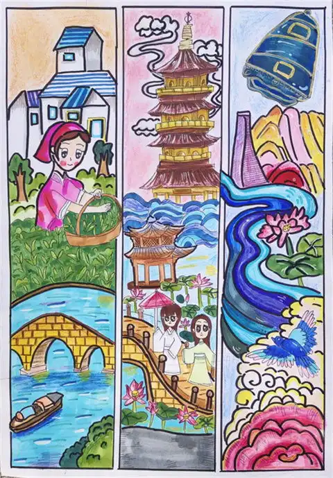 稚嫩笔触彩绘心灵杭州留下儿童勾勒我和我的家乡