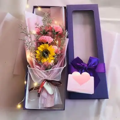 母亲节生日礼物满天星干花玫瑰皂花led灯礼盒情人节送老师