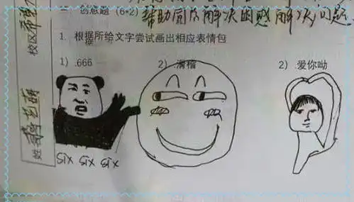 表情做题不会全靠画美术生表情包试卷走红,班主任看了都想抽人表情