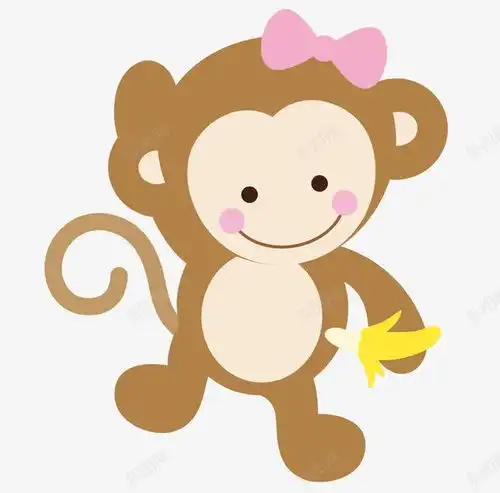 手绘小猴子吃香蕉高清素材动画设计图片免费下载页面网页平面电商创意素材png素材香蕉素材
