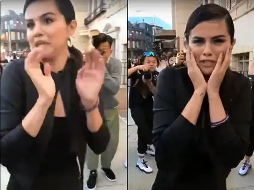 赛琳娜讨抱惹哭女童崩溃举手投降惊恐表情引疯传